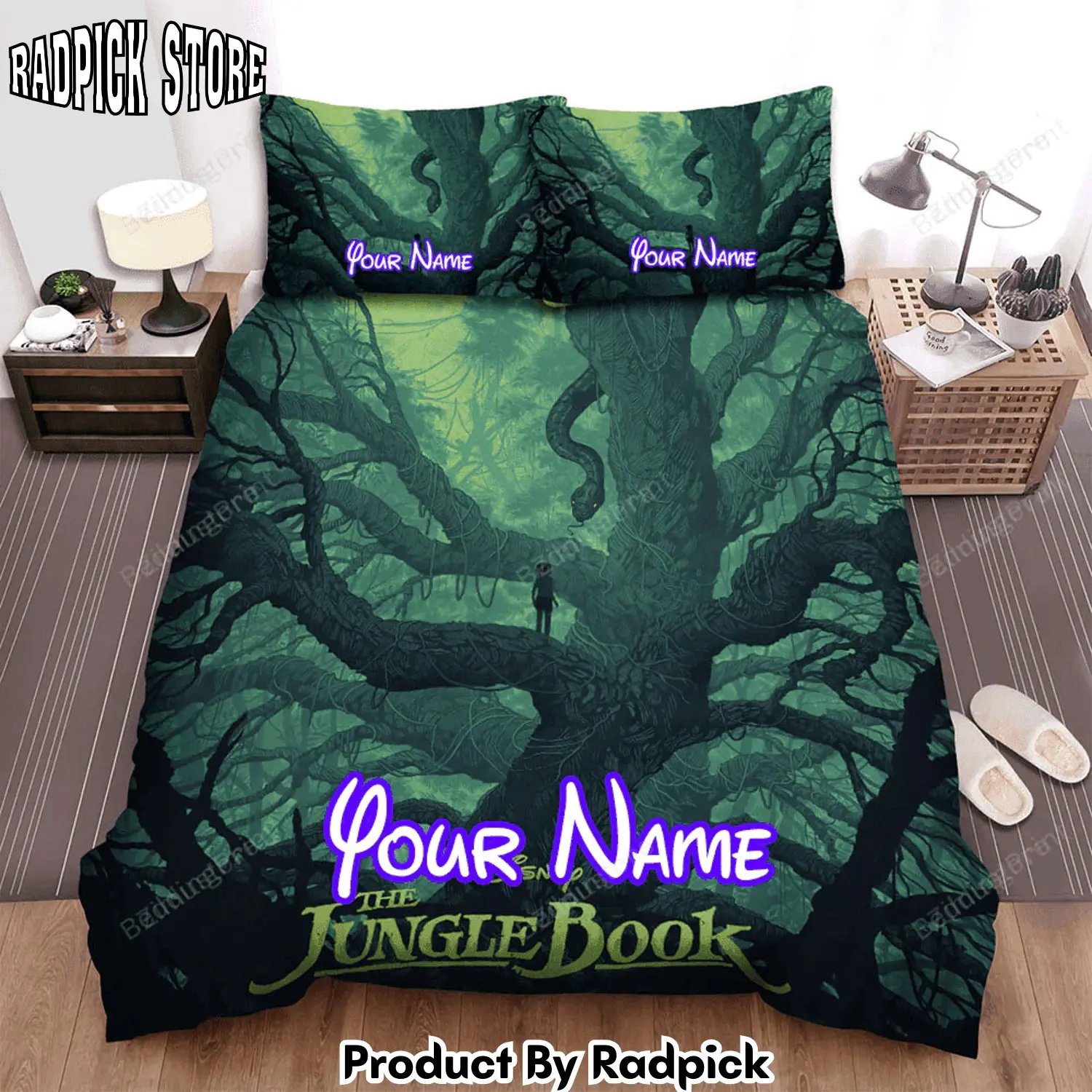 Radpick the jungle book movie illustration 2 bed sheets duvet cover personalized name bedding sets rp3271175